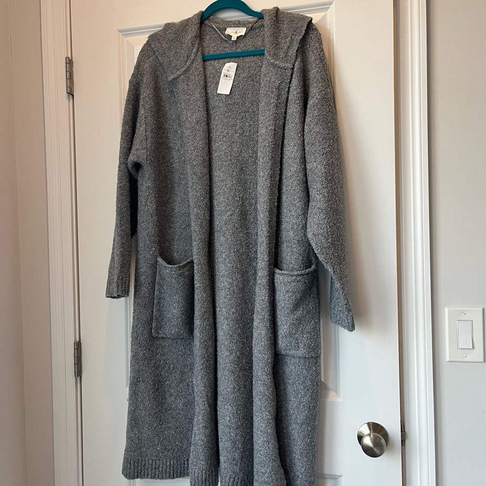 Lou & Grey Boucle Hooded Maxi Cardigan